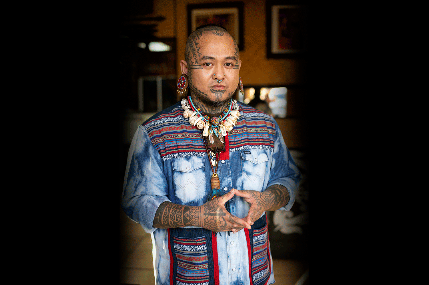 Elle Festin, a California tattoo artist of Filipino descent, draws inspiration from the Ibaloi and Kankana-ey "fire mummies," people whose tattooed bodies were preserved by slow fire centuries ago. Credit...Nia Macknight.